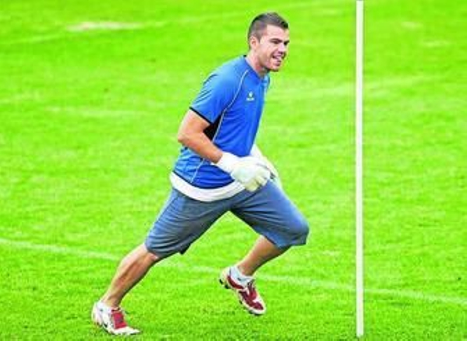 Dani Miguélez, en un entrenamiento antes de su lesión.