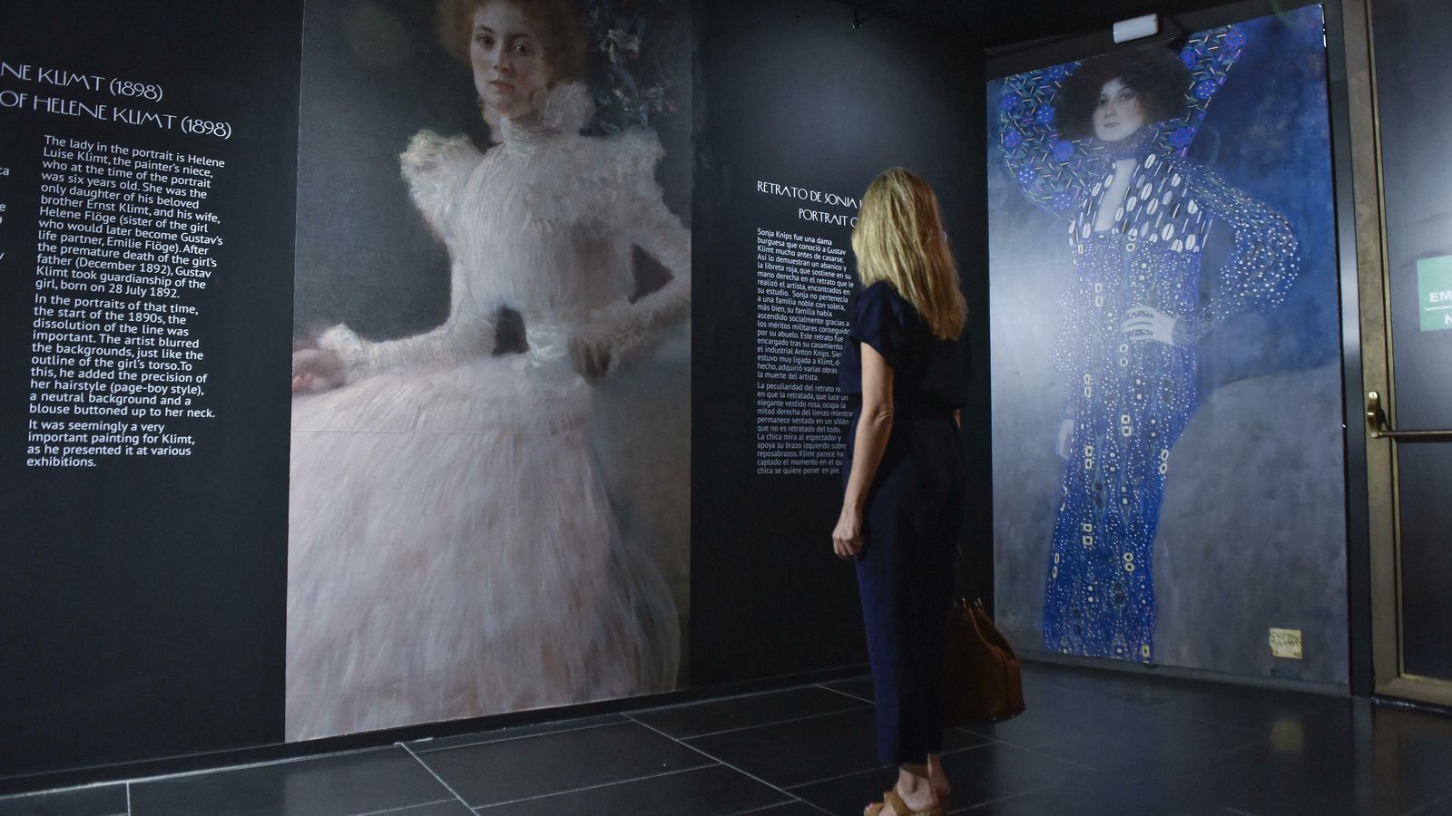 Paneles explicativos con la obra de Klimt.