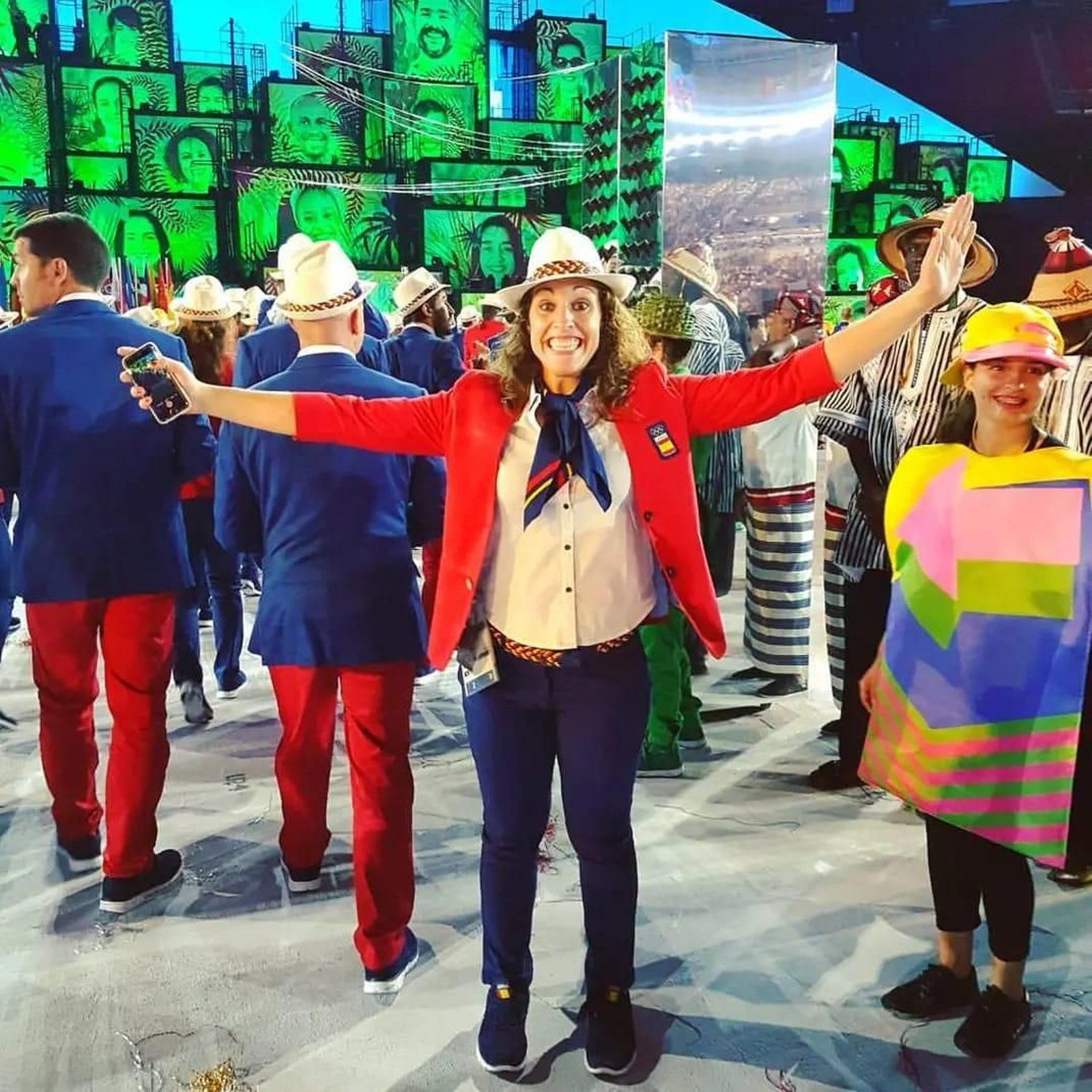 Mª Ángeles Ruiz, momentos antes del desfile inaugural en Río 2016. Mª Ángeles Ruiz, momentos antes del desfile inaugural en Río 2016.