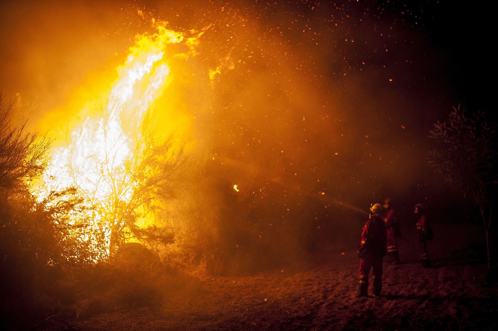 La UME trabajando en la extinción del incendio en Verín