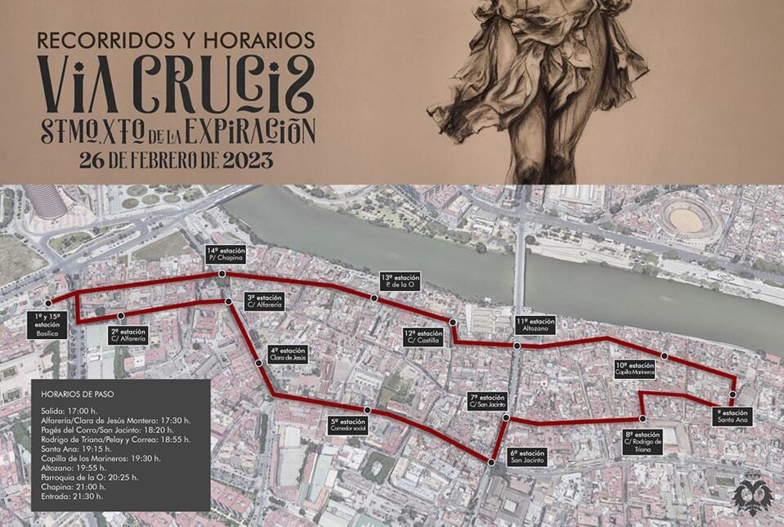 Infografía con el recorrido del vía crucis del Cachorro.