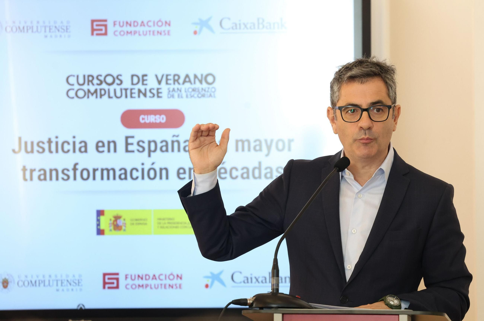 El ministro de la Presidencia y de Justicia, Félix Bolaños, este lunes.
