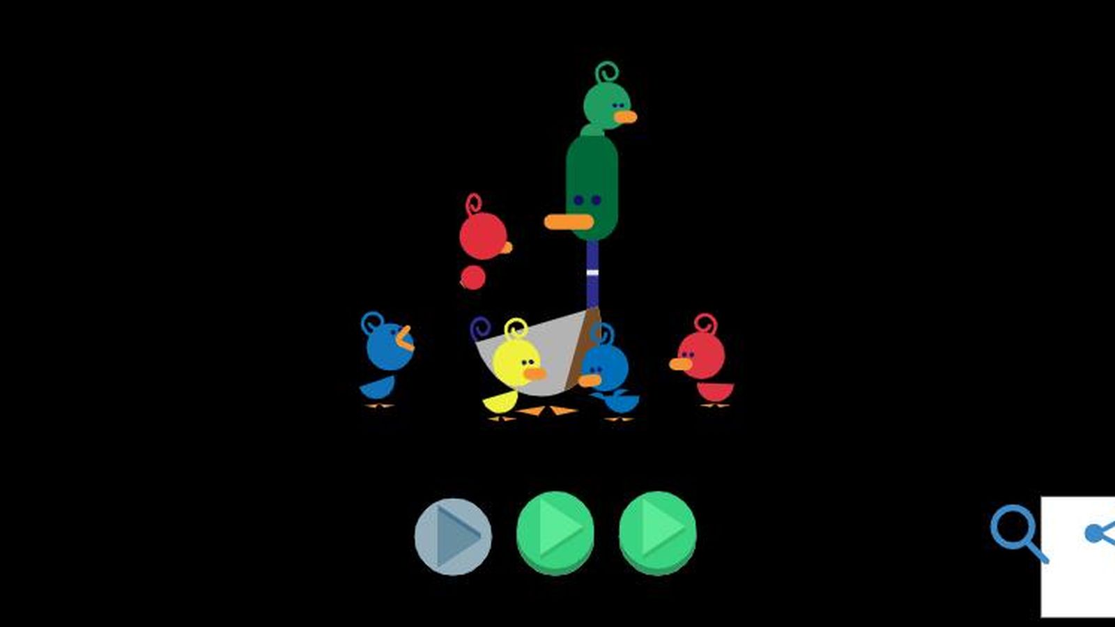 Primer google doodle que representa a un padre con sus hijos