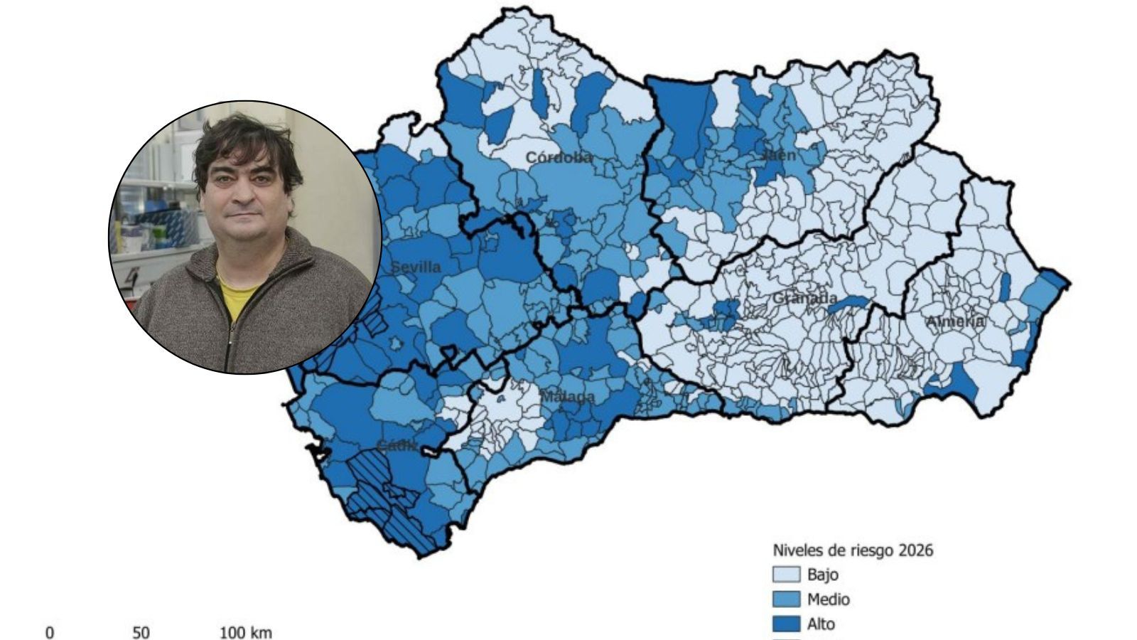 Jordi Figuerola, investigador de la Estación Biológica de Doñana (EBD-CSIC) y mapa de riesgo de virus del Nilo occidental.
