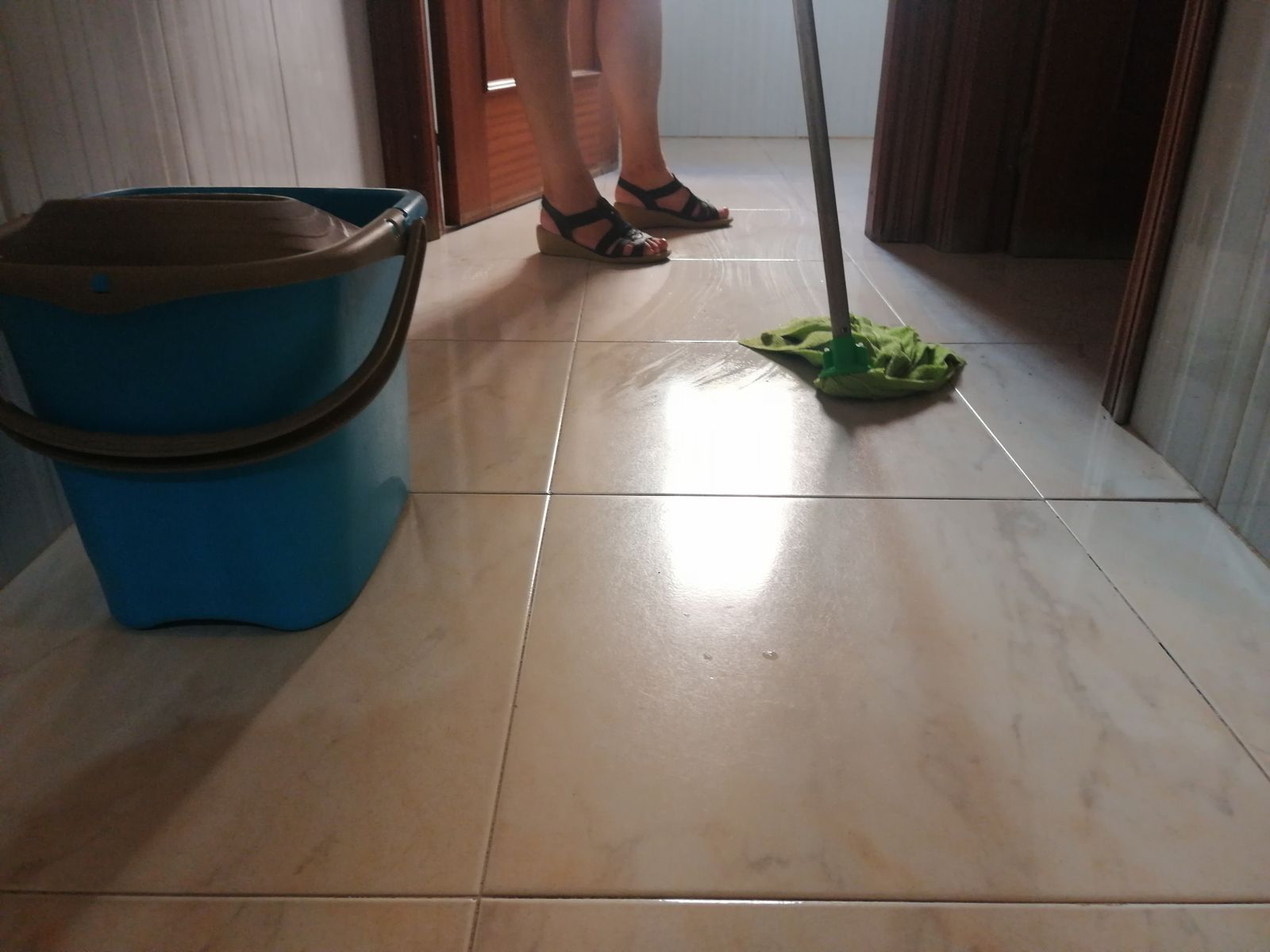 Una empleada de hogar en plena faena