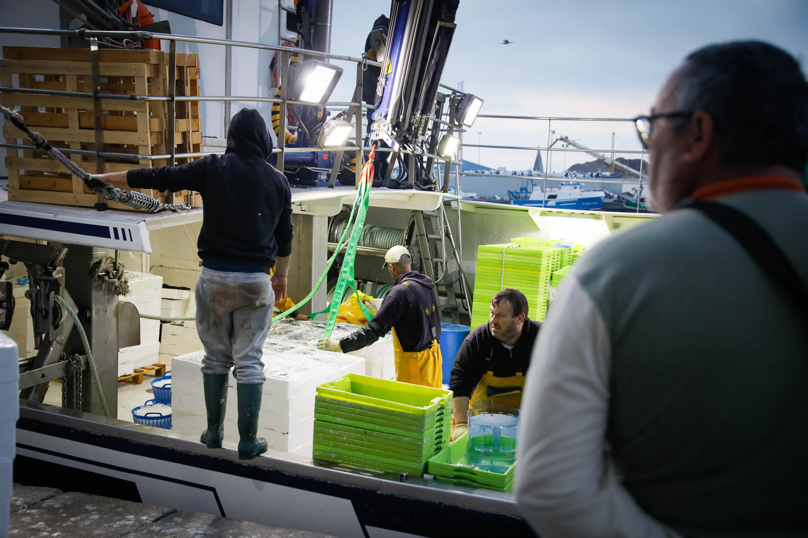 Te contamos en imágenes como ha sido la descarga de las traiñas en la lonja de Almería