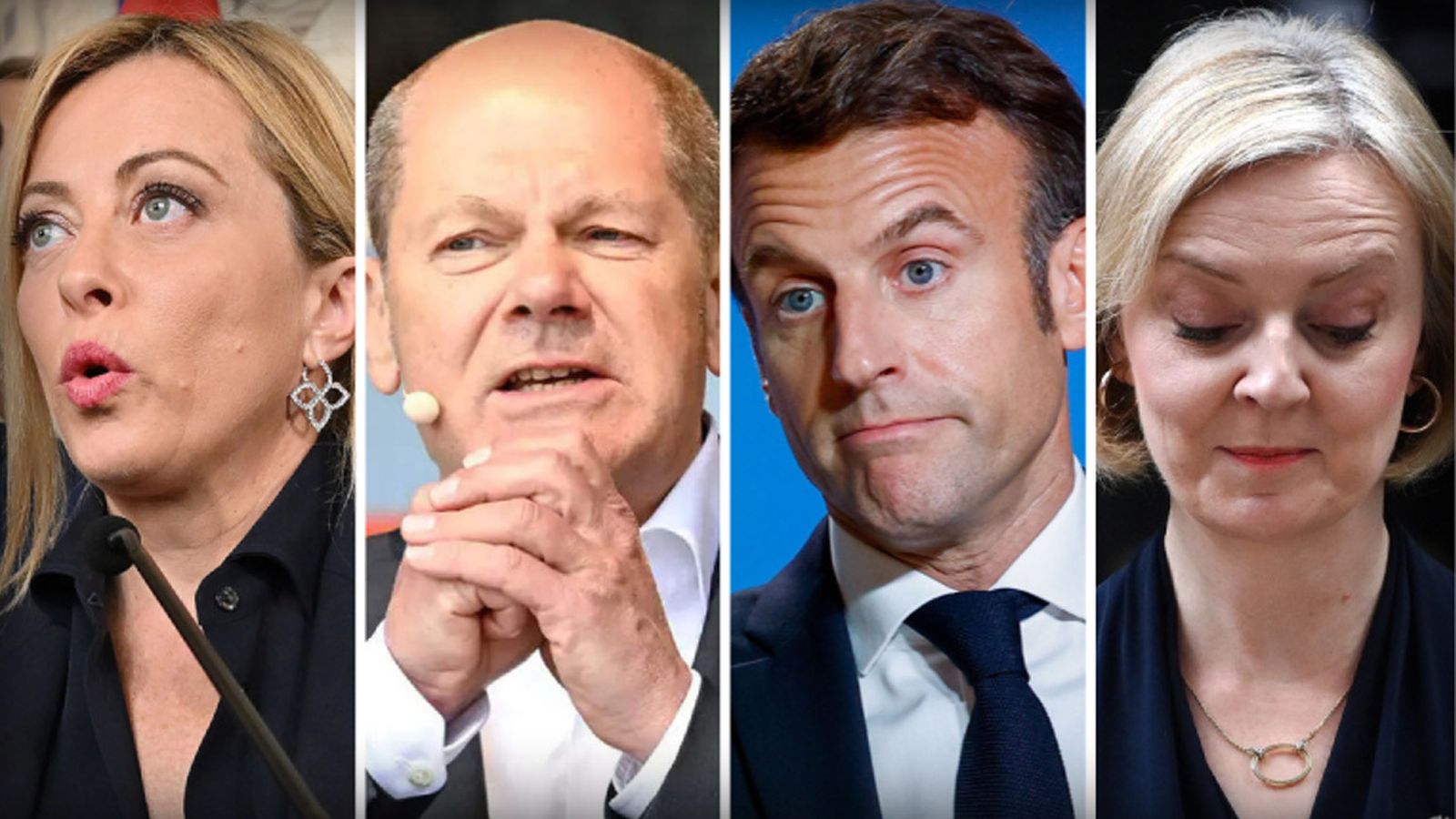 Giorgia Meloni, Olaf Scholz, Emmanuel Macron y Liz Truss.
