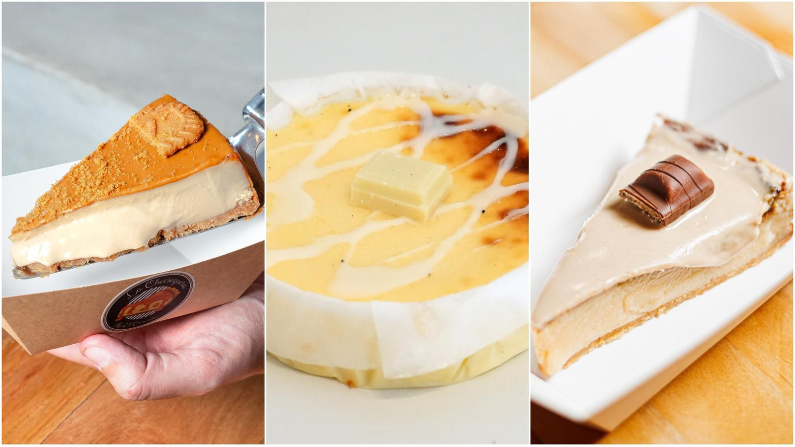 Tartas de queso de algunas de las pastelerías mencionadas.