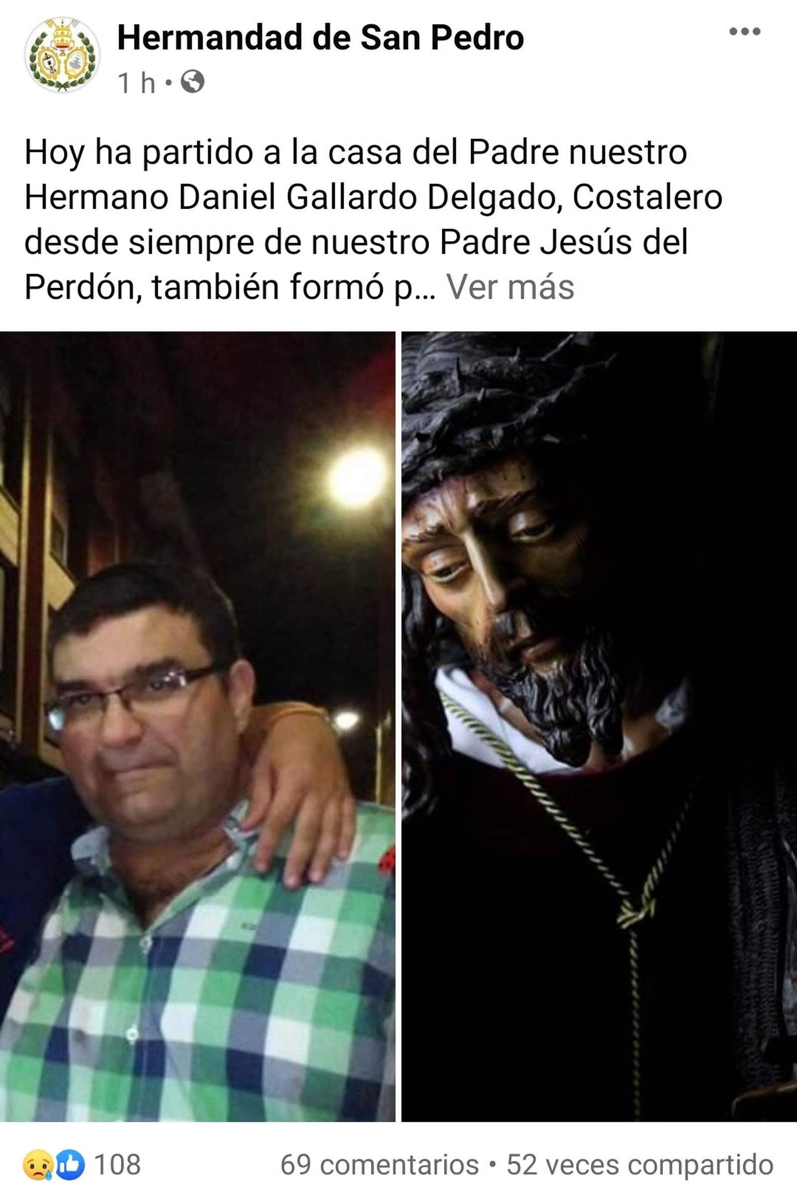 La despedida de la hermandad de San Pedro a Daniel Gallardo