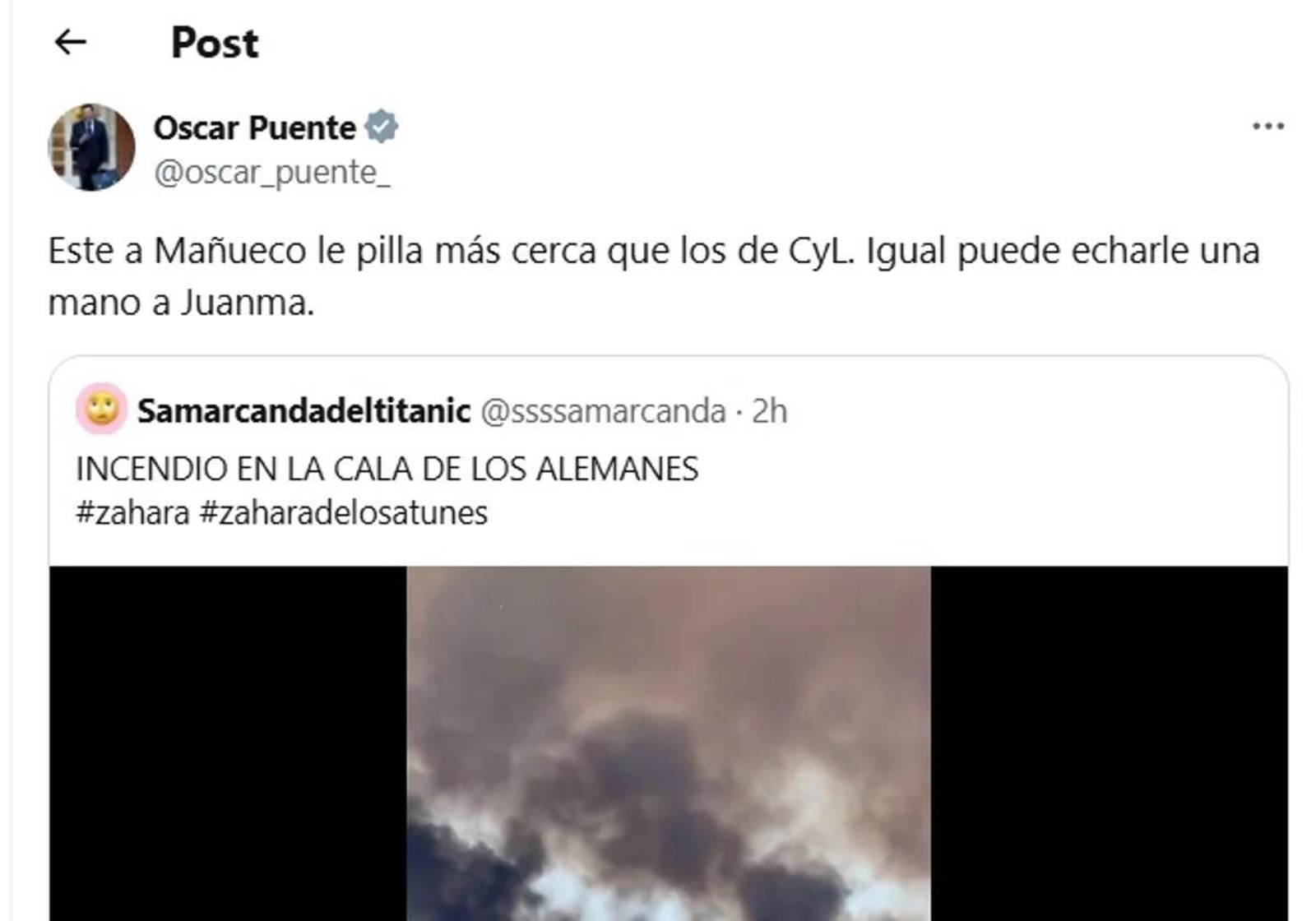 El tuit borrado por Óscar Puente.