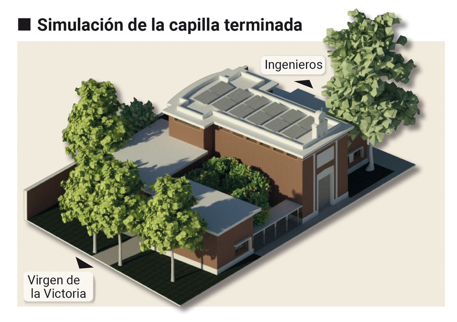 Simulación de la capilla terminada. Fuente: Gerencia de Urbanismo y Medio Ambiente