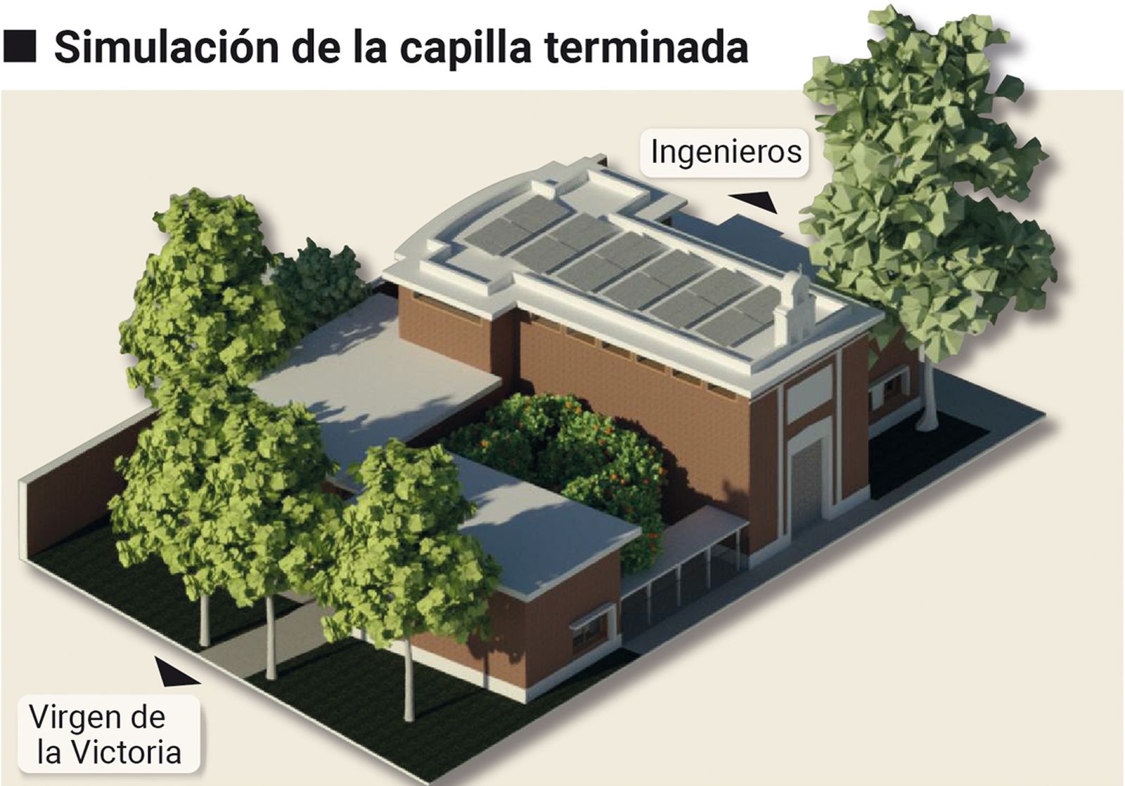 Simulación de la capilla terminada. Fuente: Gerencia de Urbanismo y Medio Ambiente