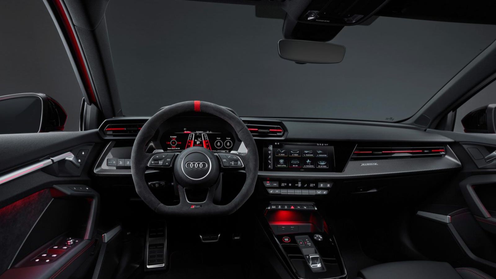 Diseño Audi Sport RS, materiales de altacalidad y elementos exclusivos. El Audi Virtual Cockpit Plus, la instrumentación digital, es específico para RS.