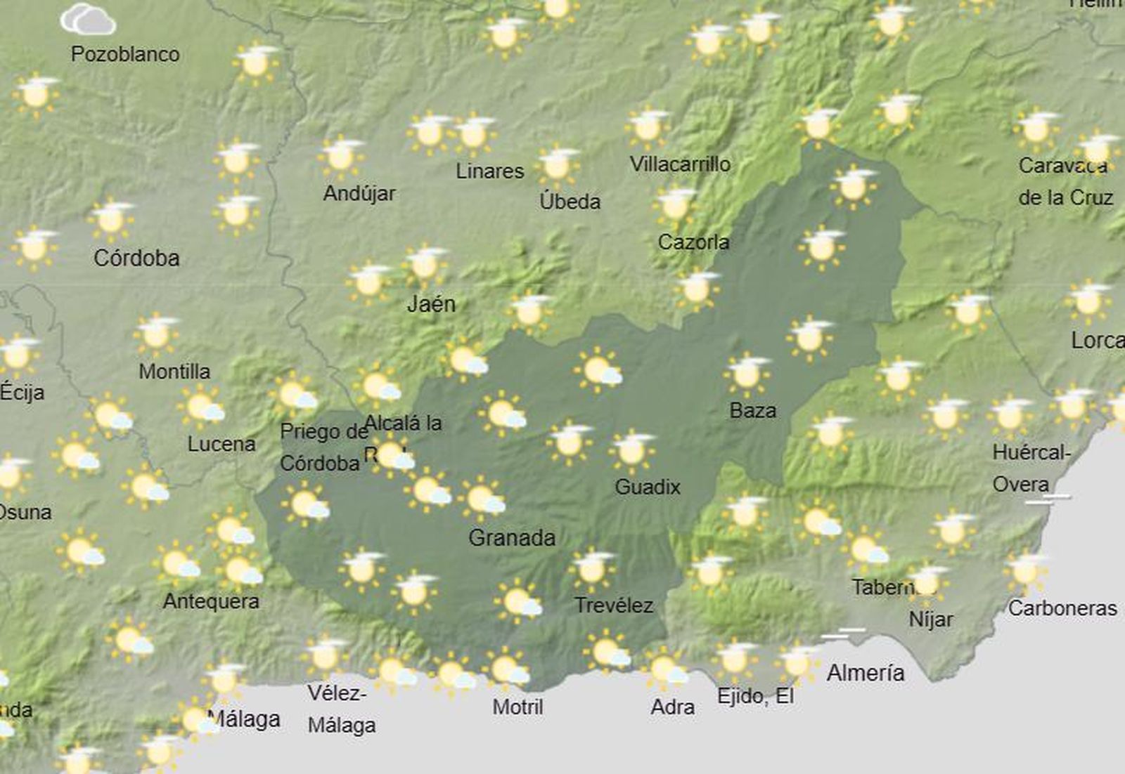 Tiempo en Granada | Las máximas aumentan durante este viernes en la provincia