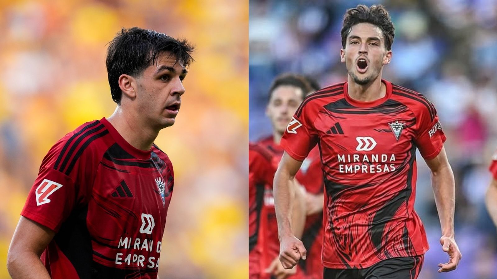 Gonzalo Petit e Ismael Barea con la camiseta del Mirandés