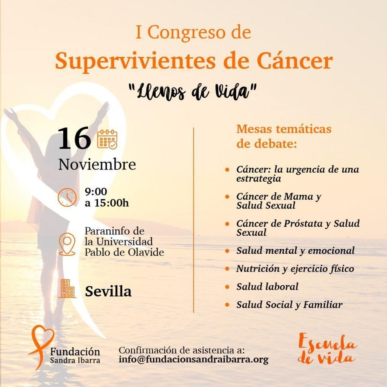 El cartel que anuncia el I Congreso de Supervivientes de Cáncer.