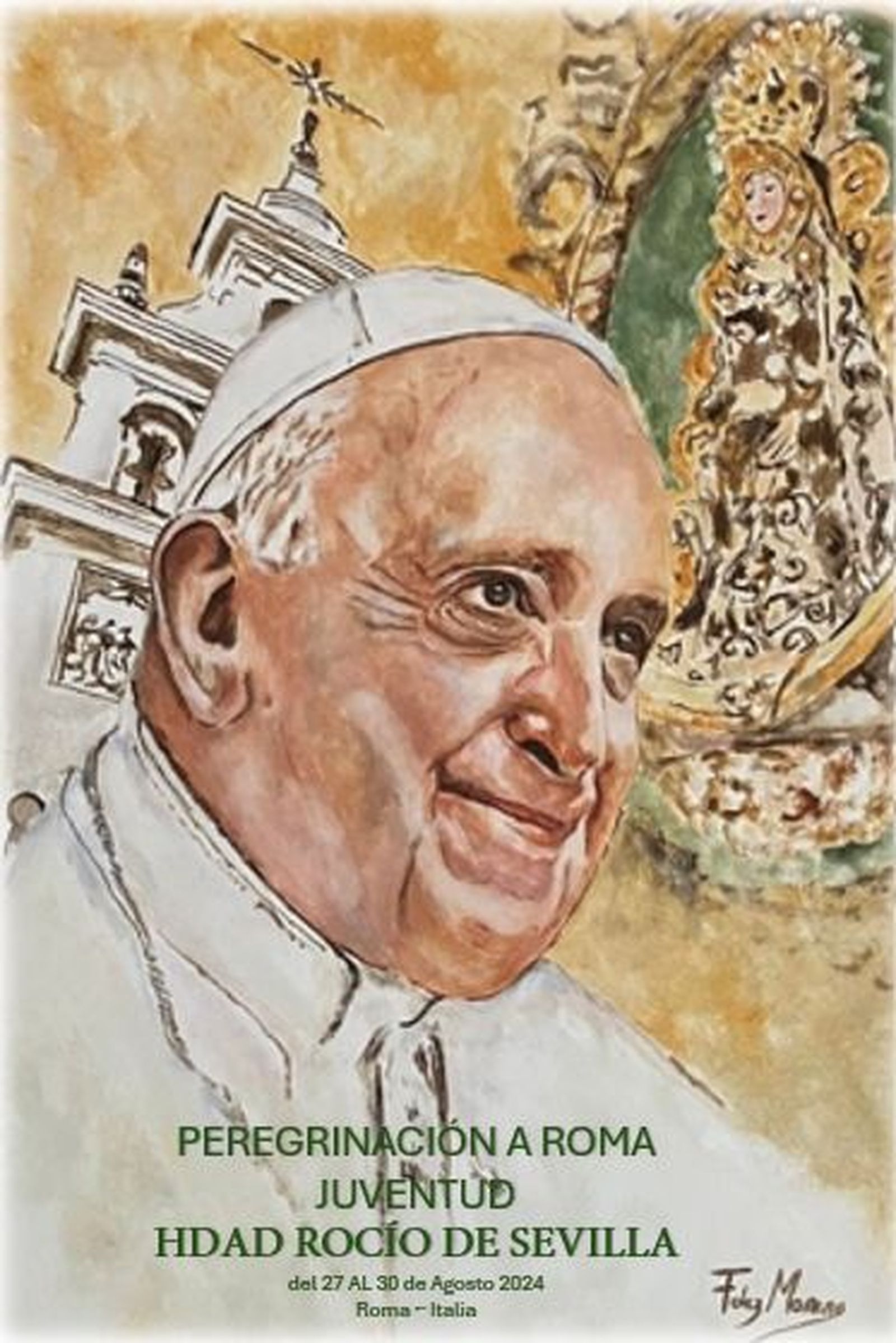 Cartel de la peregrinación a Roma de la filial sevillana.