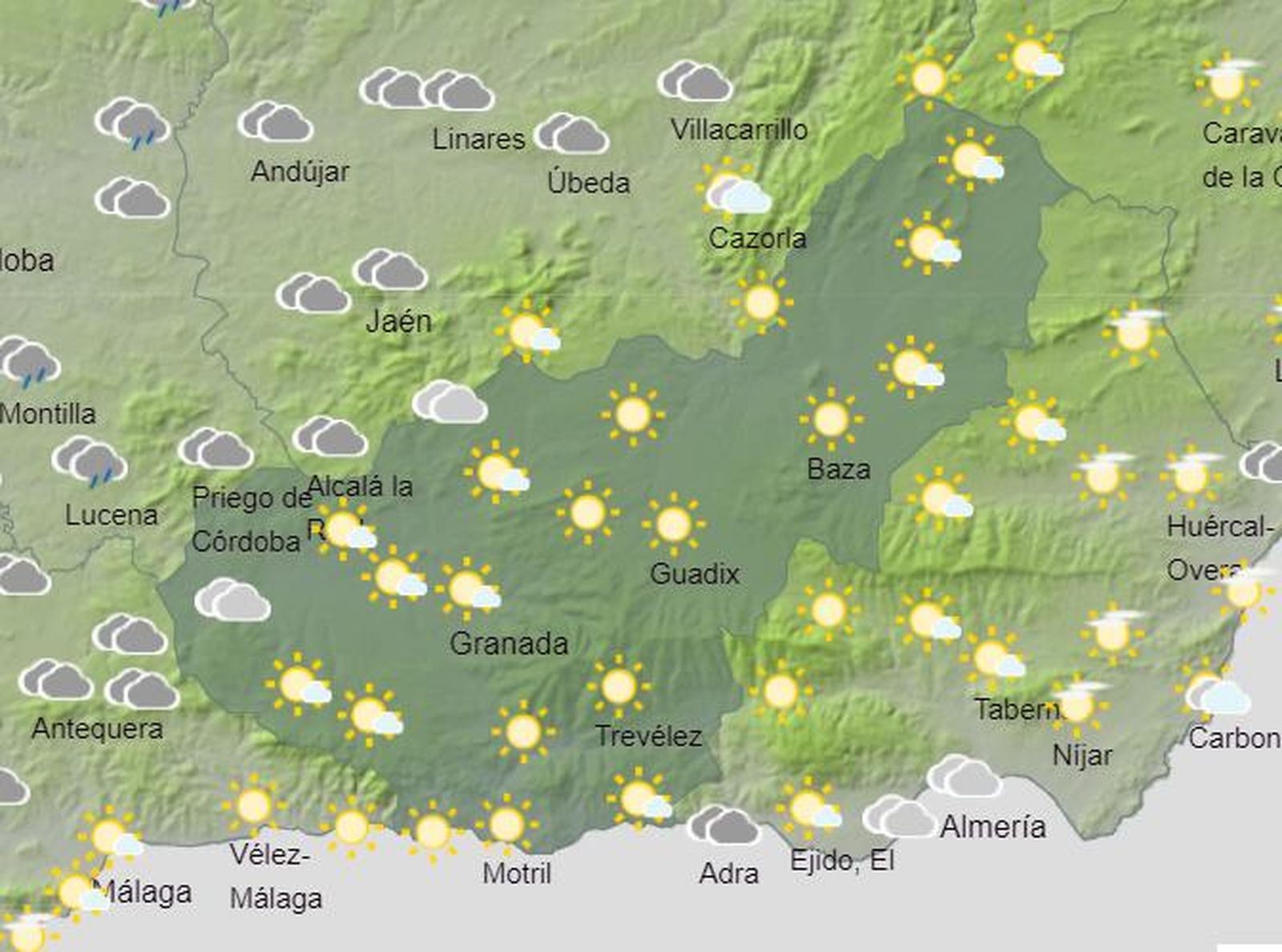 Previsión del cielo de la provincia este viernes a las 12 de la mañana
