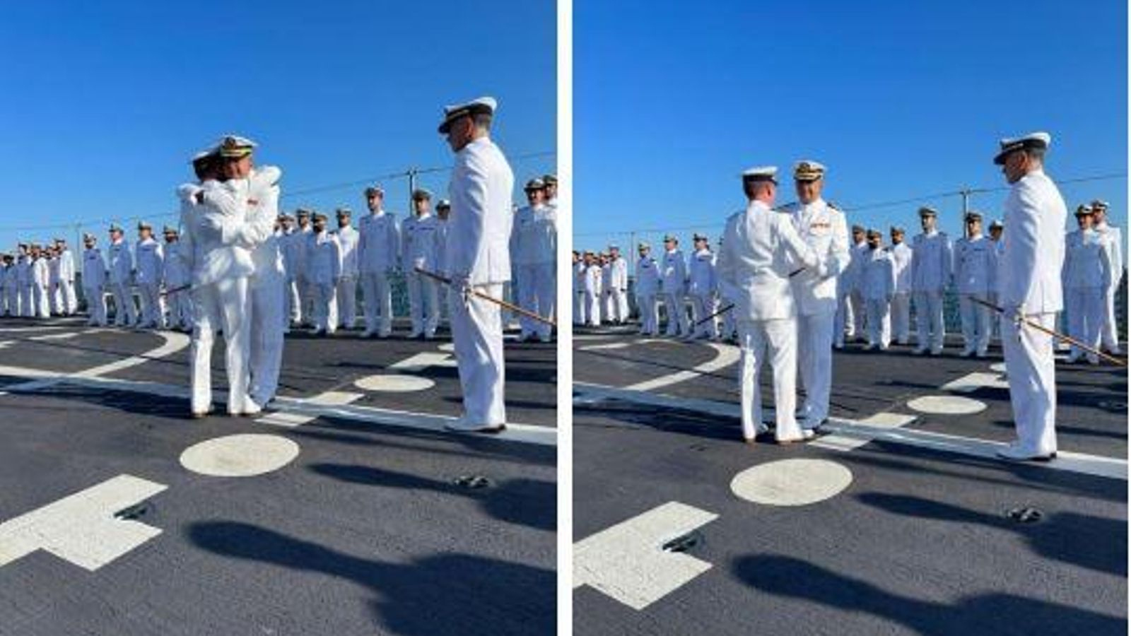 Acto de entrega de mando en la fragata 'Reina Sofía'.