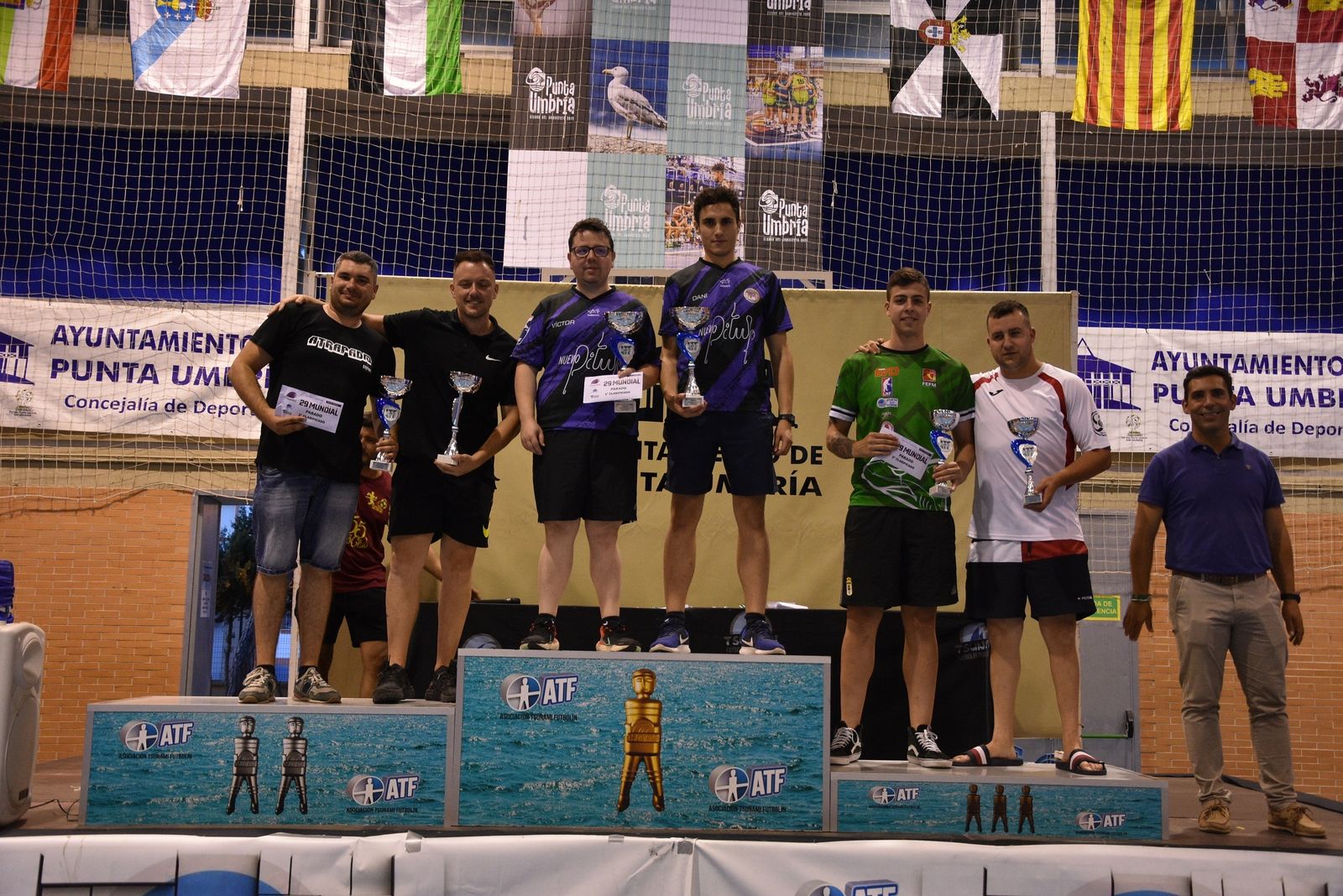 Podio del Mundial de Futbolín de Punta Umbría.