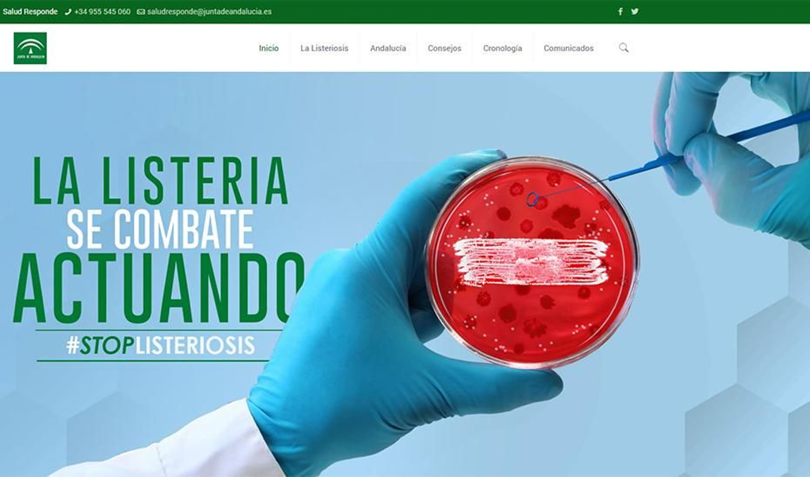 El nuevo portal de la Junta de Andalucía 'alertalisteriosis.es'.