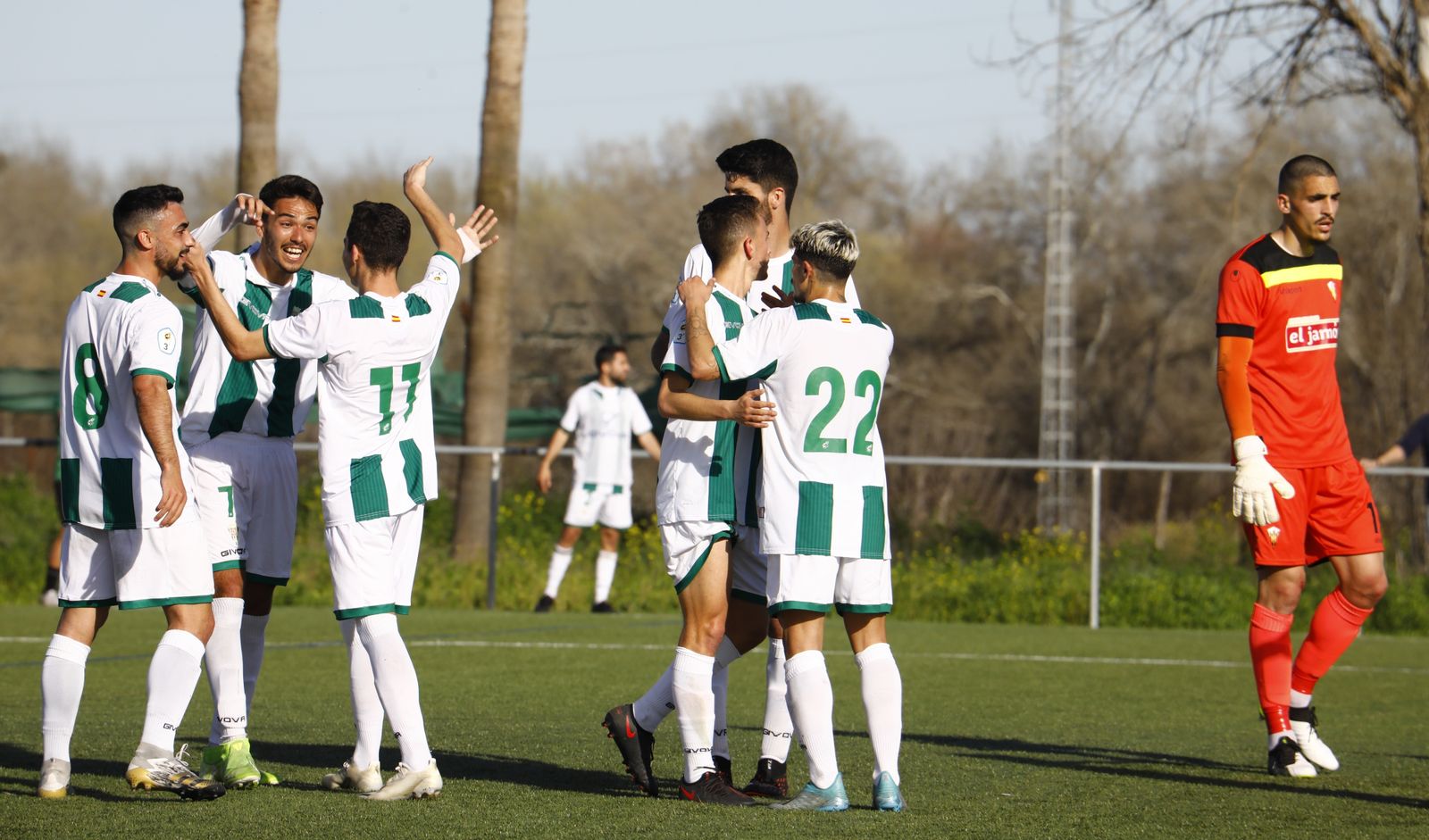 Los jugadores del Córdoba B celebran un tanto durante esta temporada.