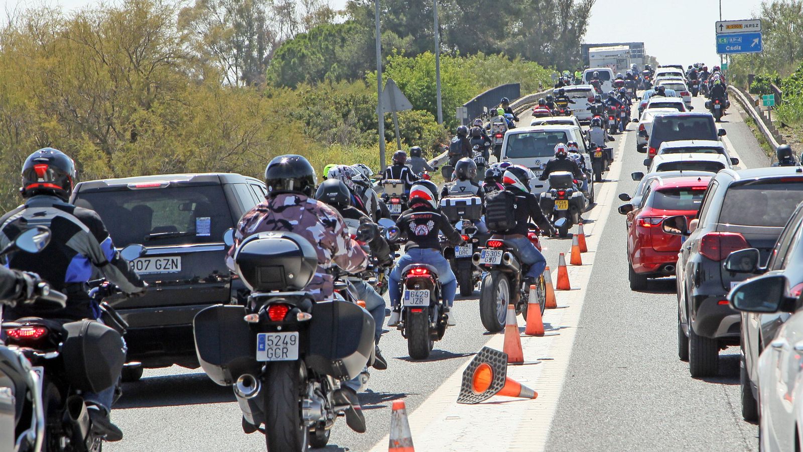 El acceso a Jerez desde la autovía de Arcos, tras finalizar el Gran Premio de 2019.