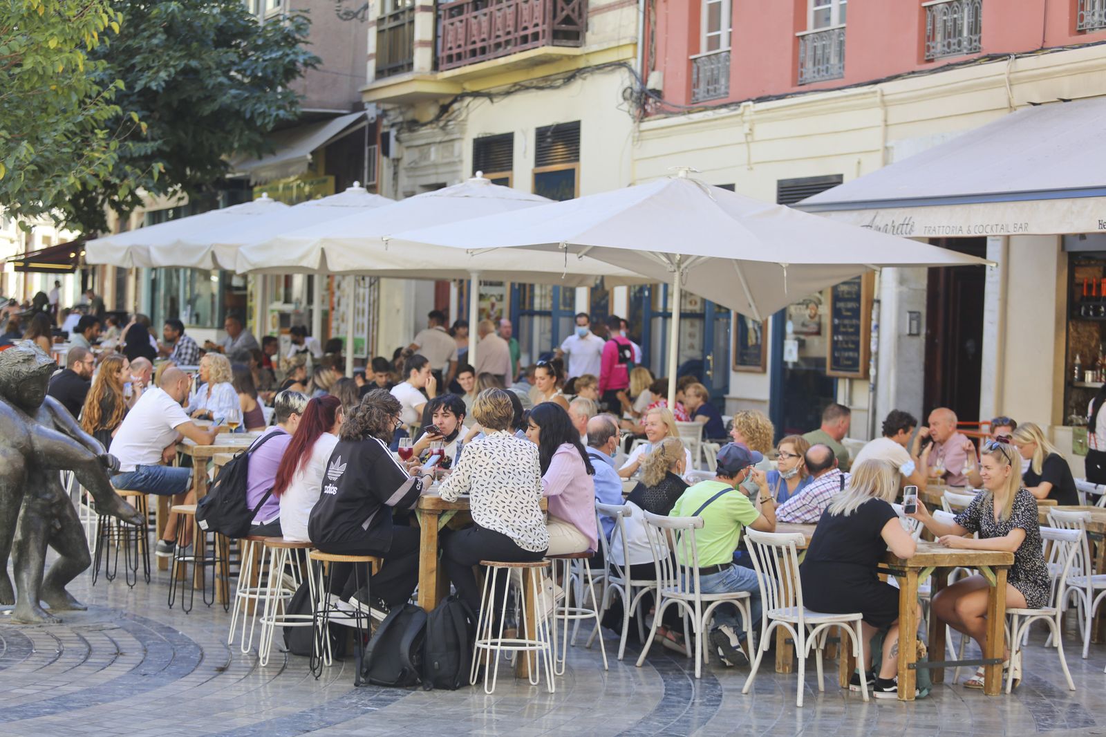 Una terraza en el centro de Málaga.