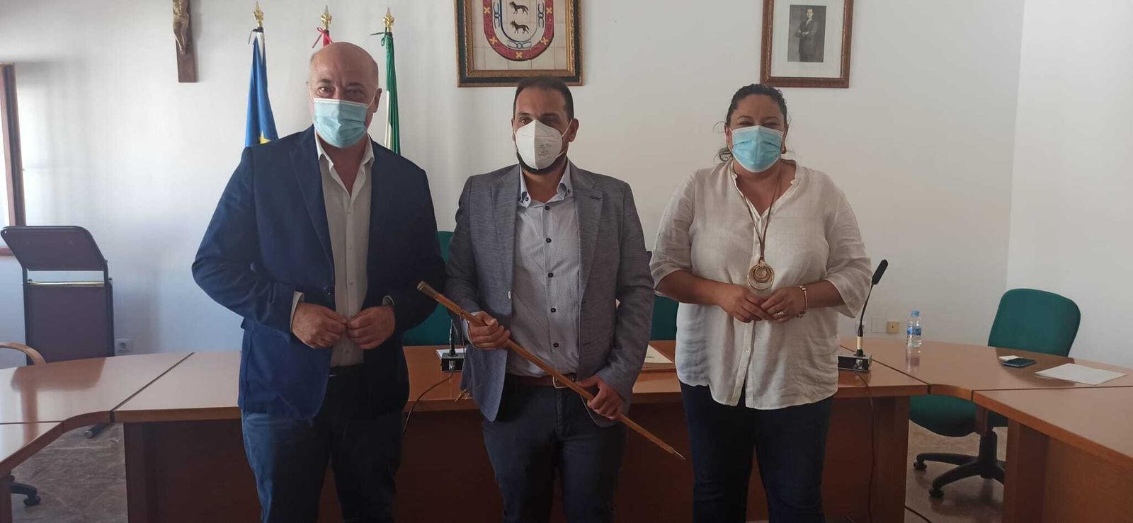 Antonio Ruiz, Rafael Ángel Moreno y Lola Amo en Adamuz.