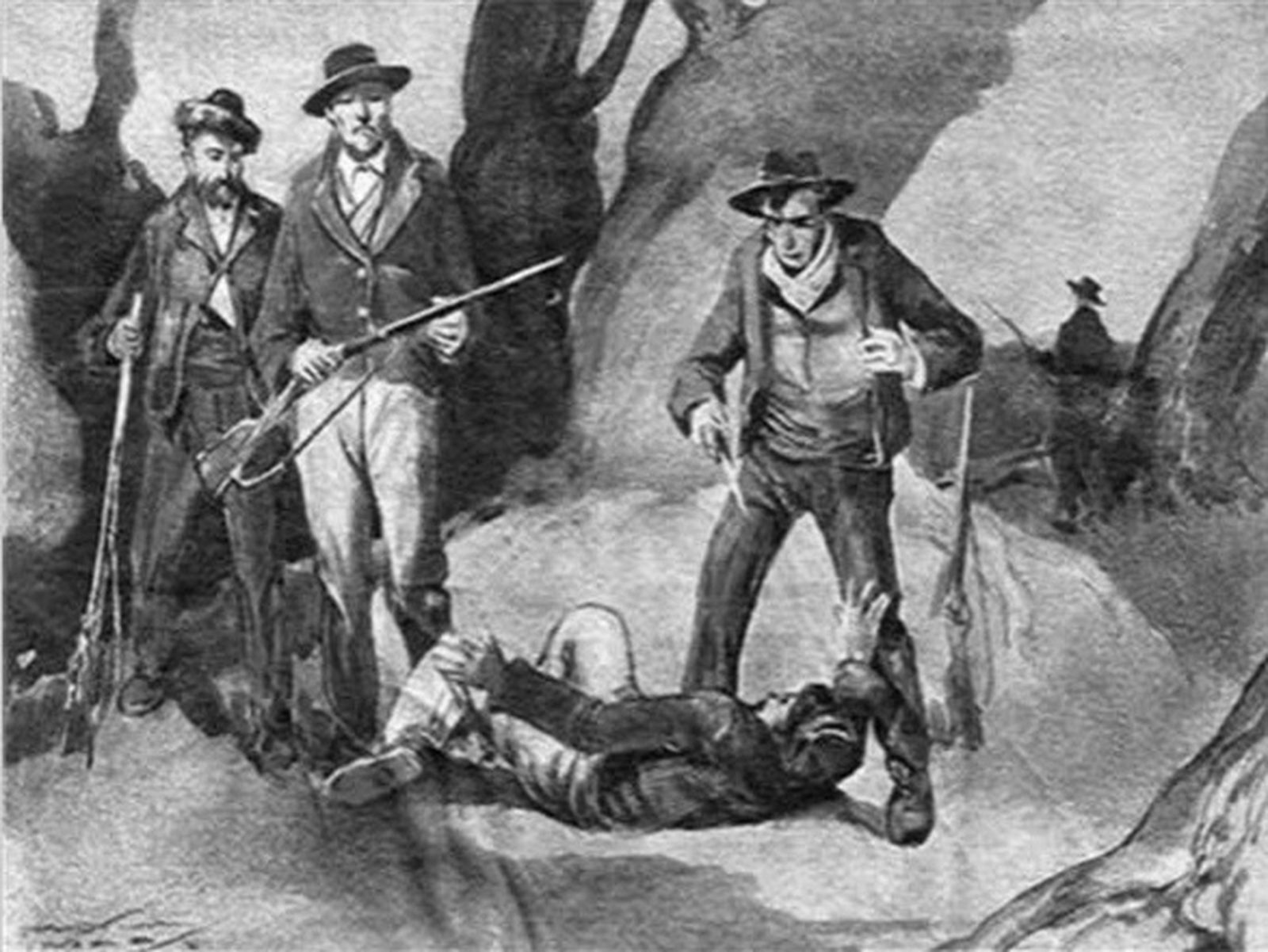 Simulación de la época del asesinato de ‘El Blanco de Benaocaz’ (Revista Semanal Ilustrada 1883).