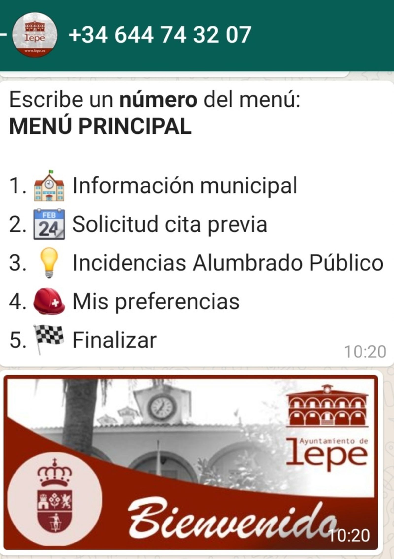 Canal de whatsapp del Ayuntamiento de Lepe