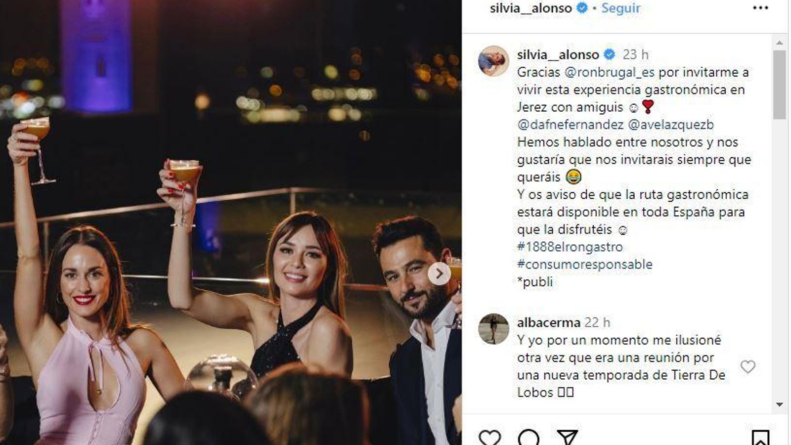 Post de Silvia Alonso en su perfil de Instagram. Post de Silvia Alonso en su perfil de Instagram.