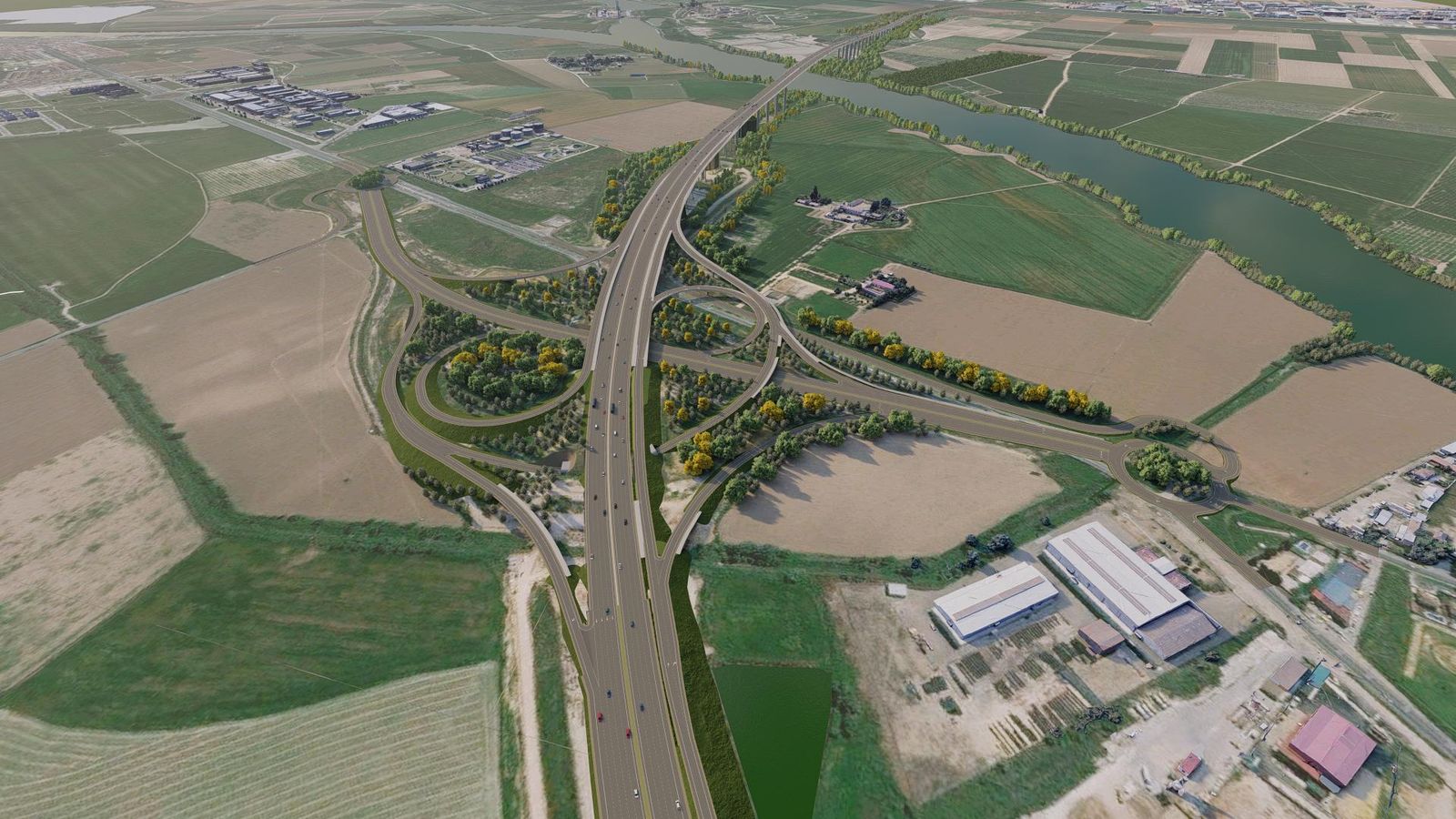 Recreación del puente de la SE-40 que unirá Sevilla con Coria del Río