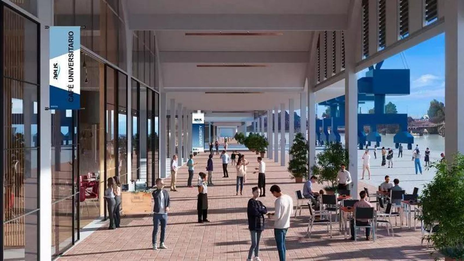 Recreación de la galería de los tinglados en el muelle de Tablada de Sevilla.