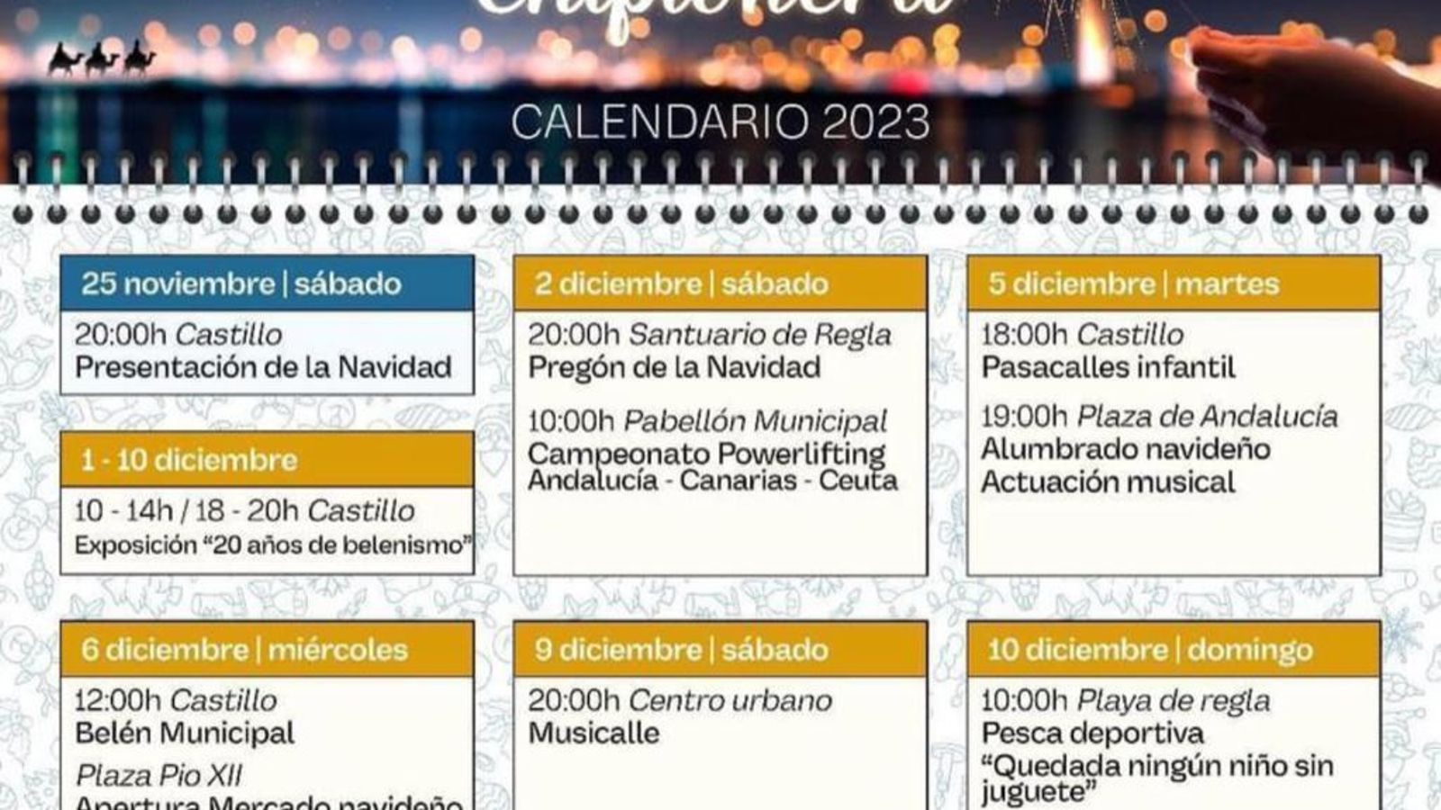 Parte de la progranación de Navidad 2023 de Chipiona.