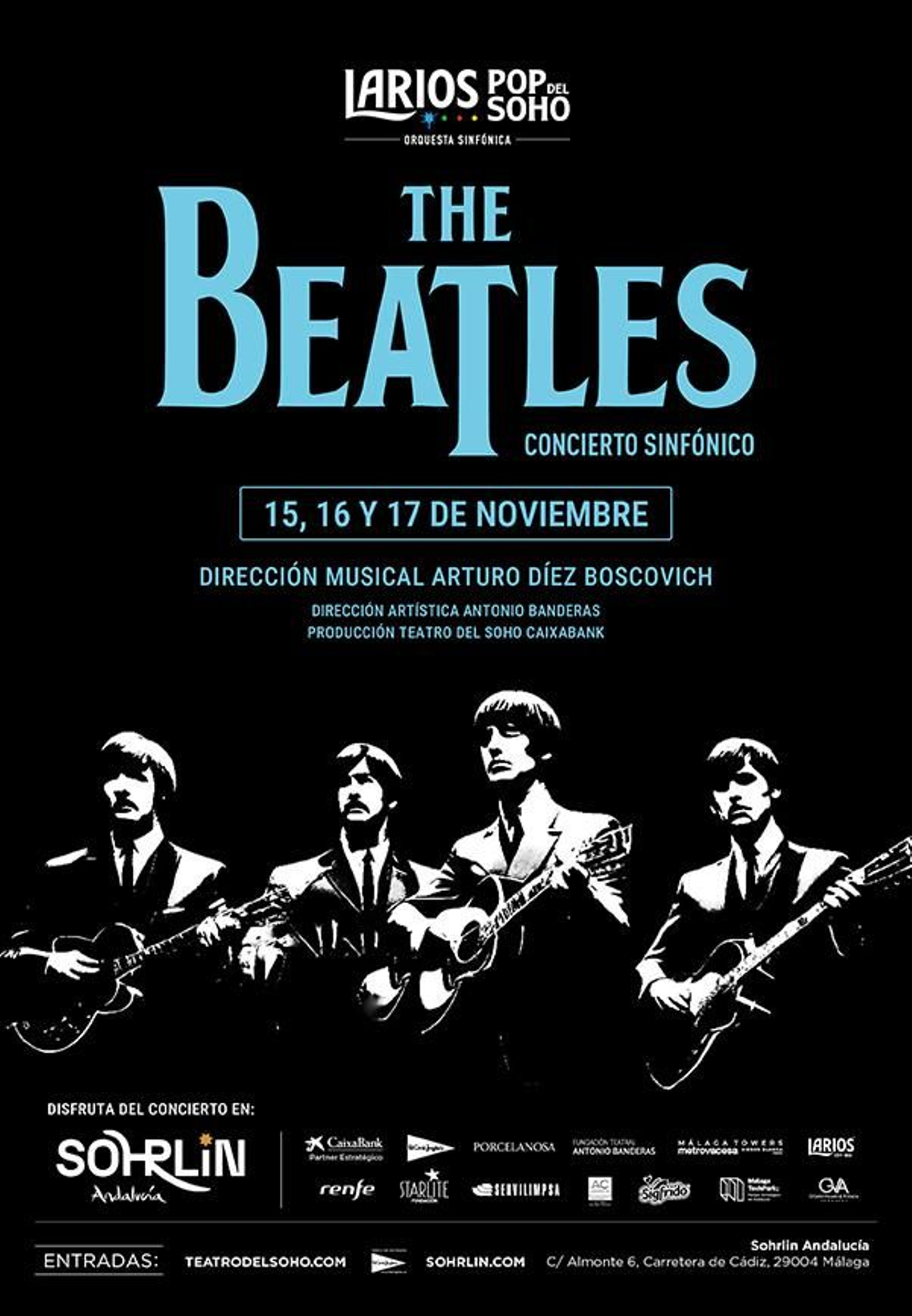 El cartel promocional del concirto sinfónico de The Beatles.