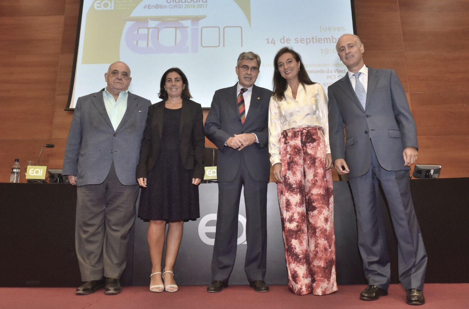 Miguel Sánchez Montes de Oca, presidente del Club EOI; María Jesús Almazor; Adolfo Cazorla, director de EOI; Yolanda Sánchez, directora del  Business Management Education de EOI; y Fracisco Velasco, director de EOI Andalucía