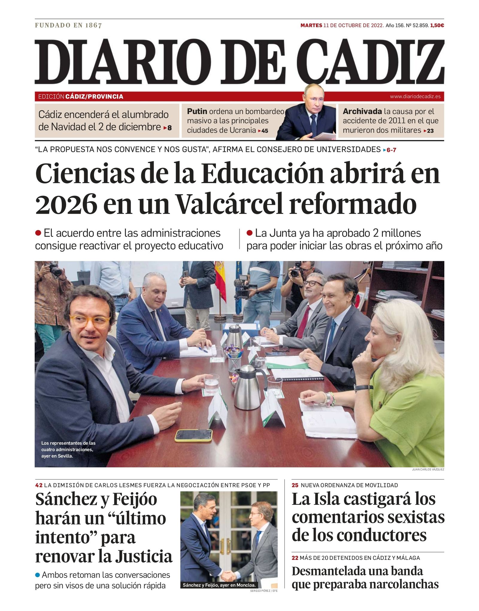 Las 22 portadas de Diario de Cádiz de 2022