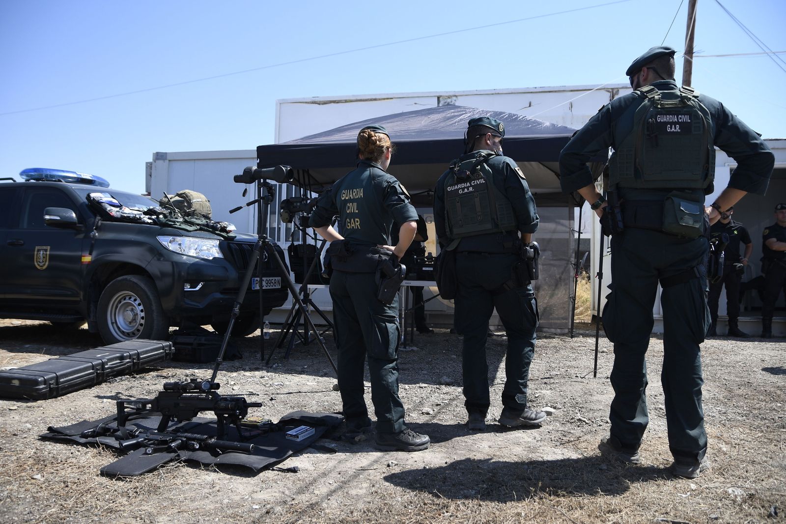 Miembros del GAR (Grupo de Acción Rápida) de la Guardia Civil se incorporan al amplio dispositivo de seguridad en el Festival Drambeach.