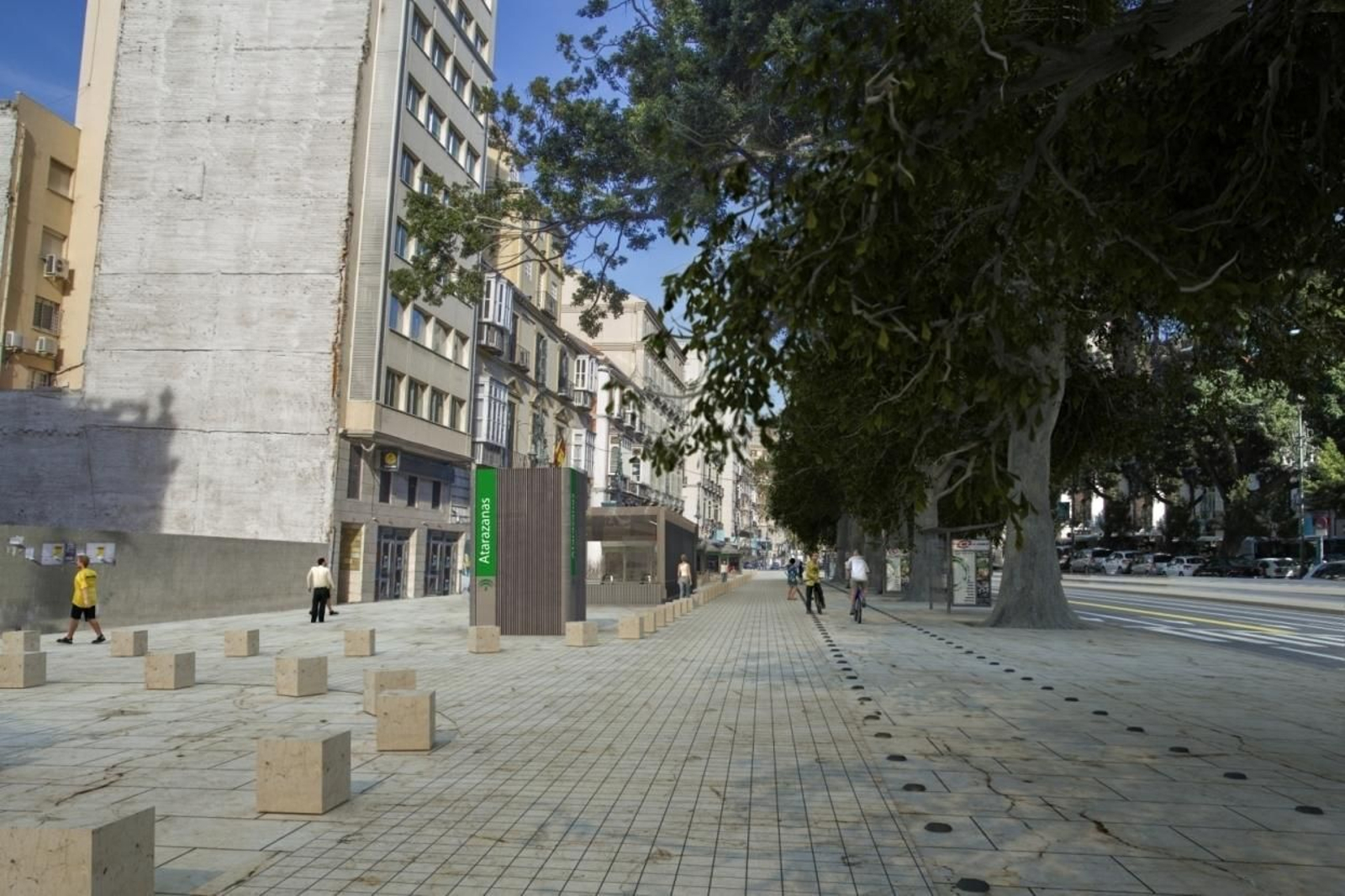 Diseño de la reurbanización propuestapor la Junta para el lateral norte, afectado por la obra del Metro.