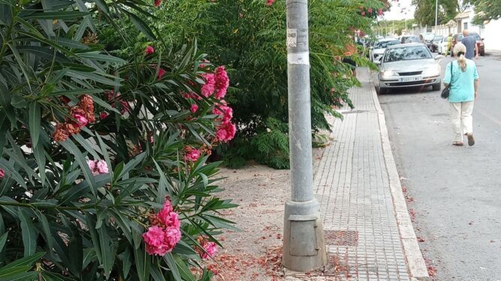 El acerado de la avenida Catalina Sánchez La Guachi cercano a la iglesia de La Merced.