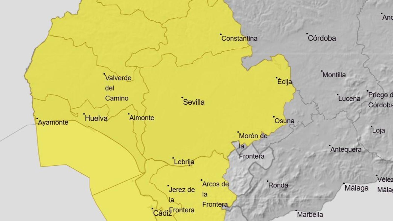 Mapa de alertas de la Aemet.
