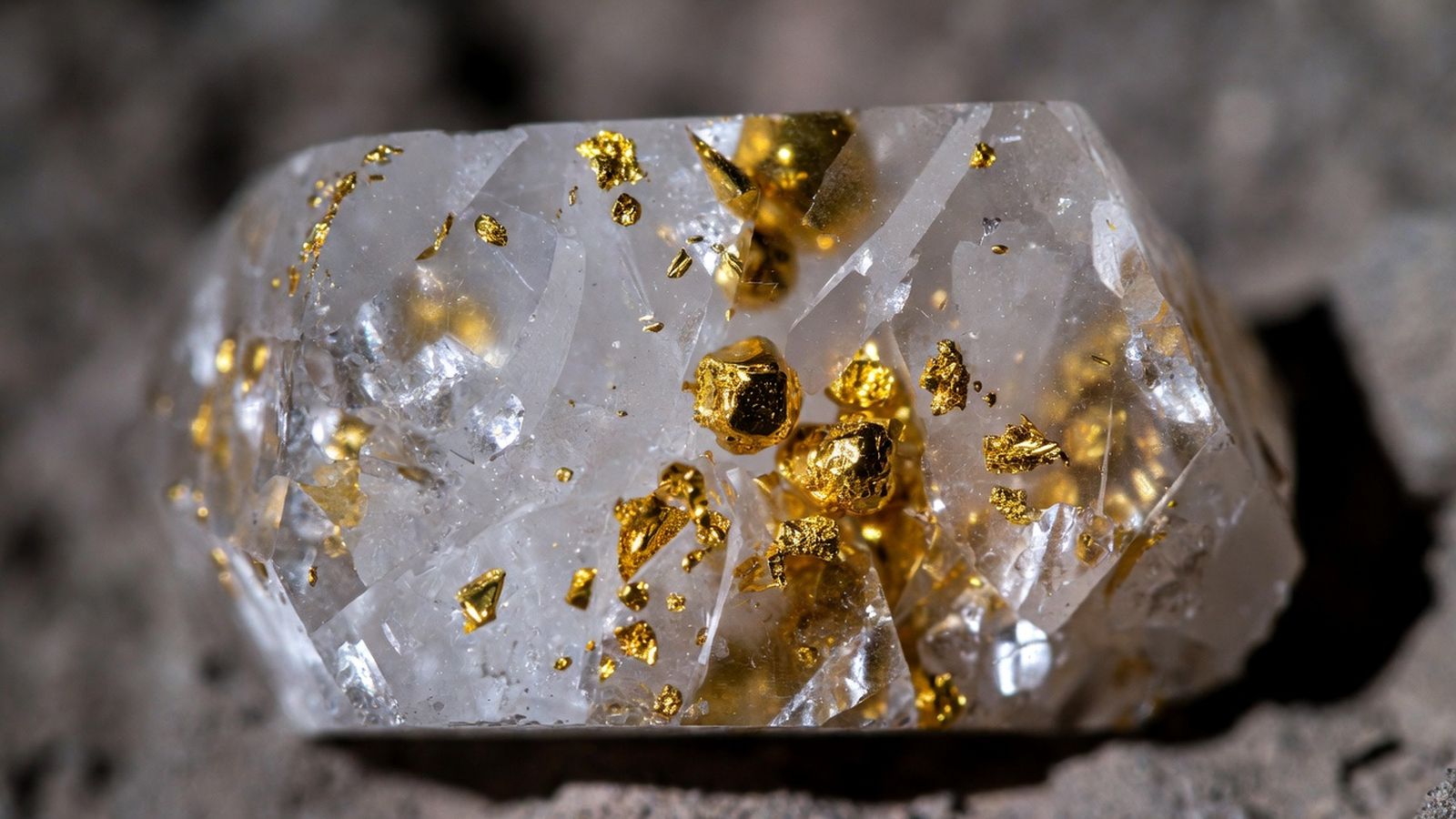 Cuarzo con incrustaciones de oro