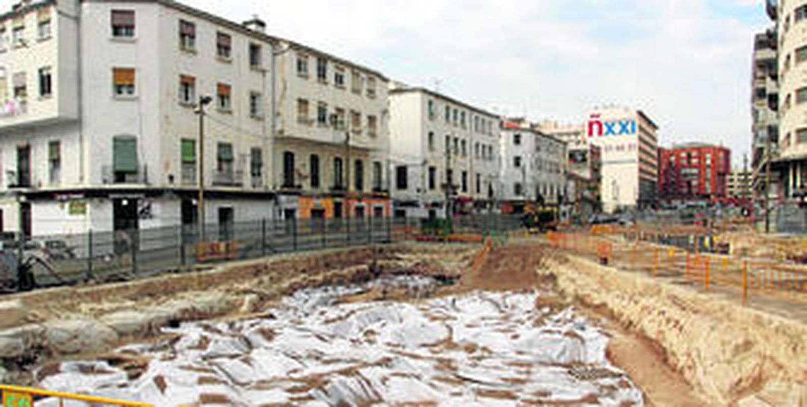 El tramo de Callejones del Perchel, afectado por el parón de las obras del suburbano.