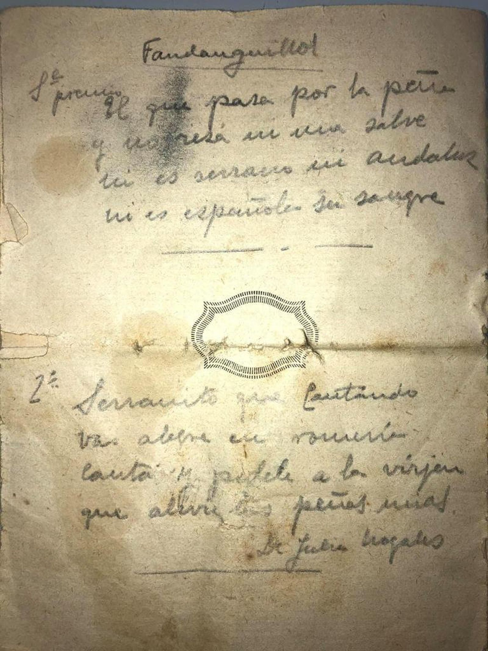 Programa de 1925 con las letras de fandanguillos ganadoras.