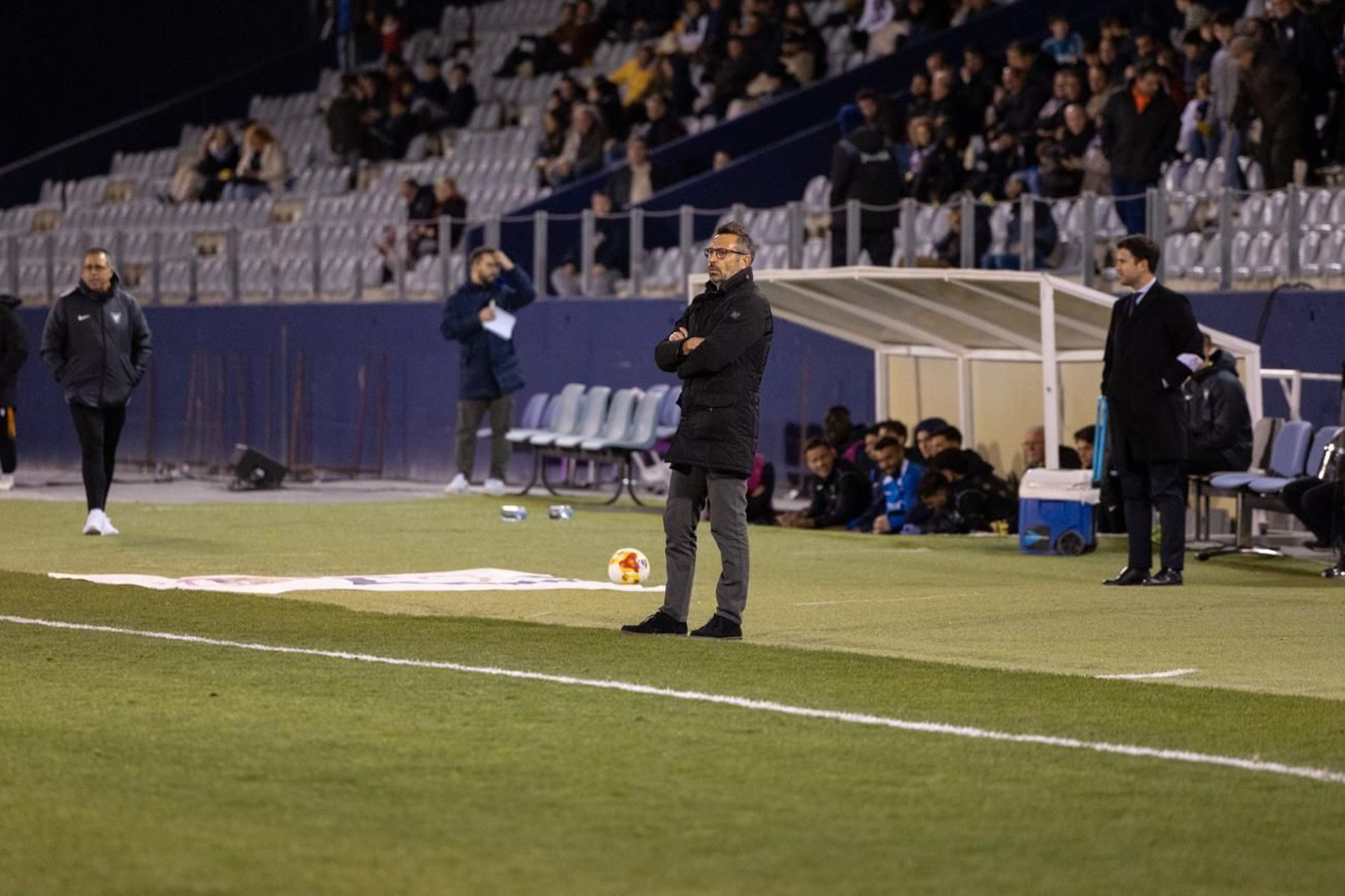 Manolo Herrero, en un momento del encuentro ante el UCAM Murcia.