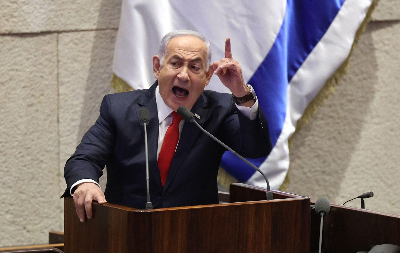 El primer ministro israelí, Benjamin Netanyahu, este lunes en el Parlamento.