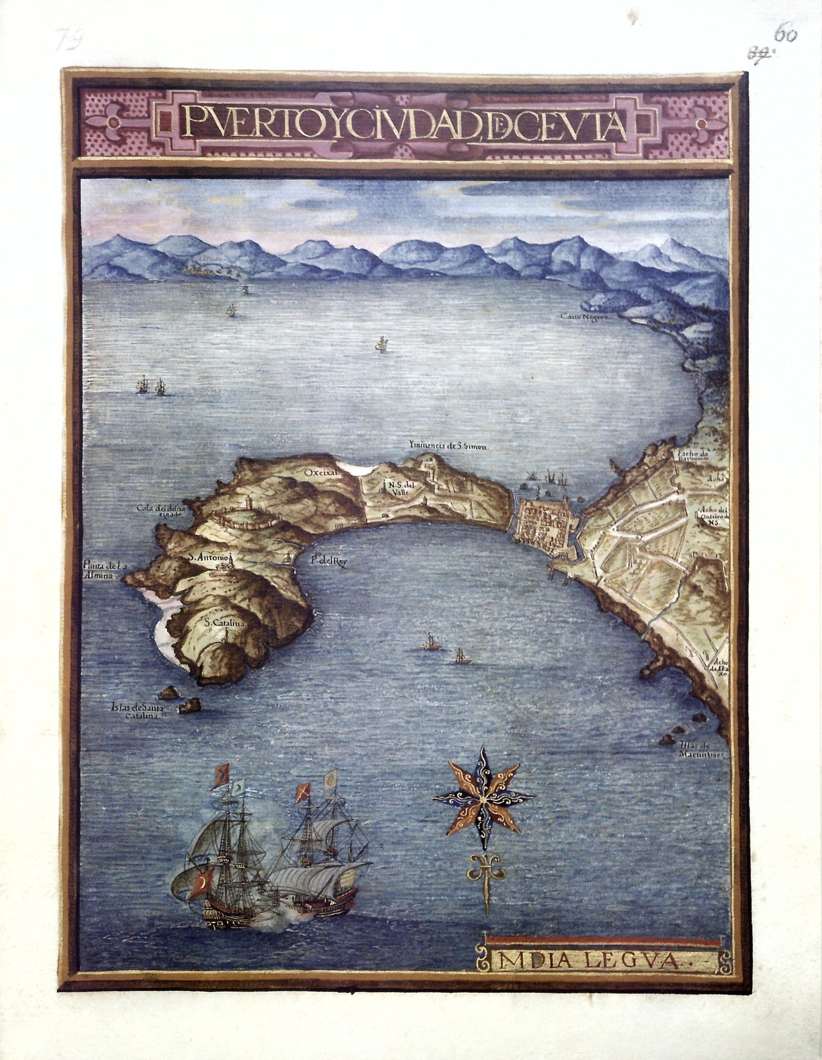 Puerto de Ceuta conforme el Atlas Rey Planeta de Pedro de Texeira (1634).