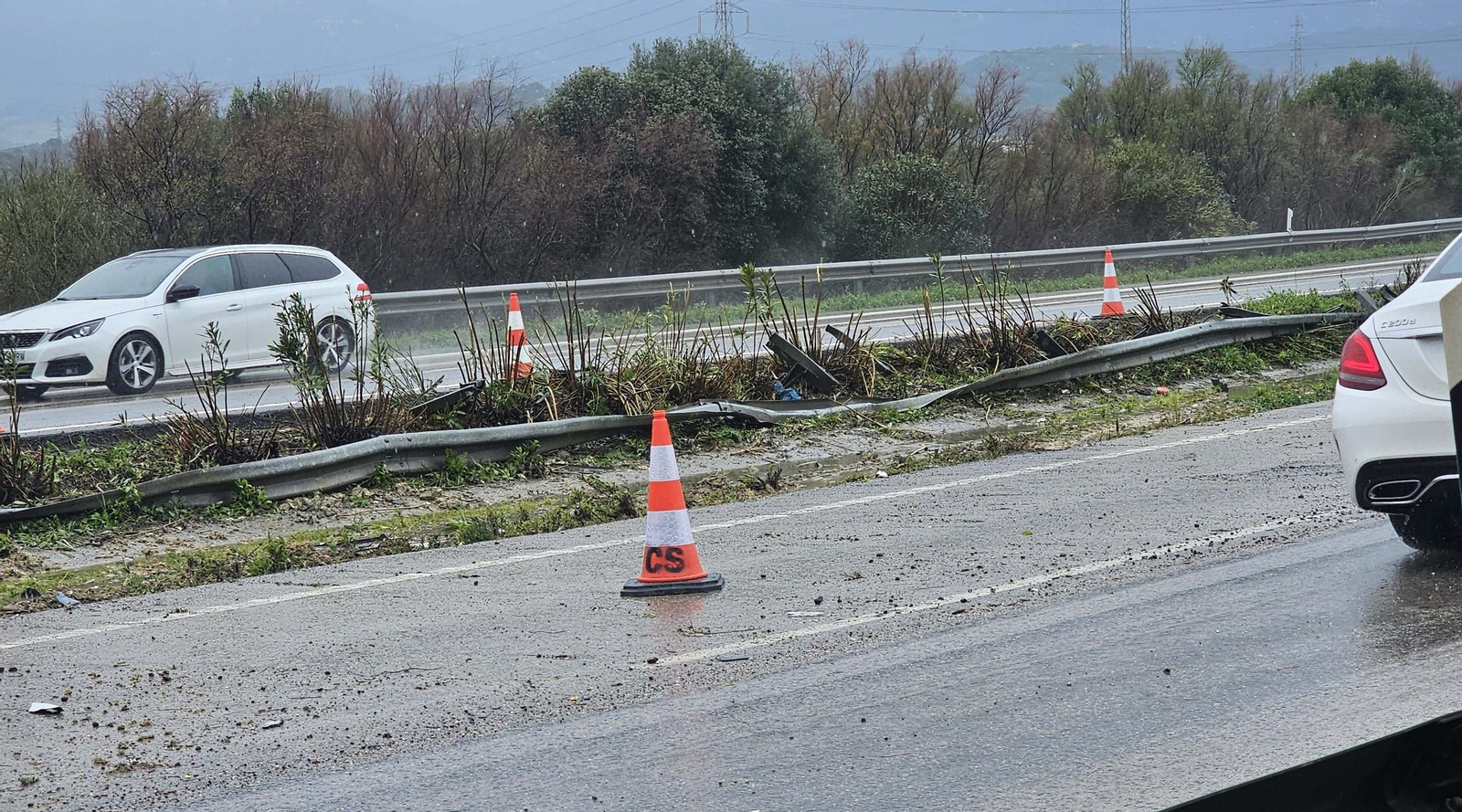 Las fotos del camión accidentado en la A-381 a la altura de Los Barrios