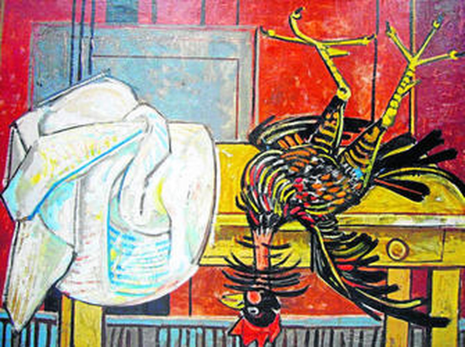 Obra titulada 'Gallo muerto' de Capuleto que se puede ahora disfrutar en la sala 10 del Museo Casa Ibáñez.